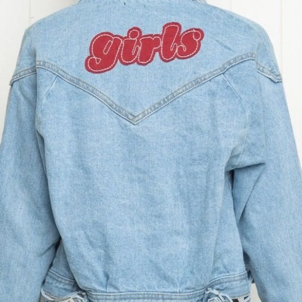 Brandy Melville Isabelle Denim Jacket with Girls Patch EXTREMELY RARE. - Picture 8 of 13
